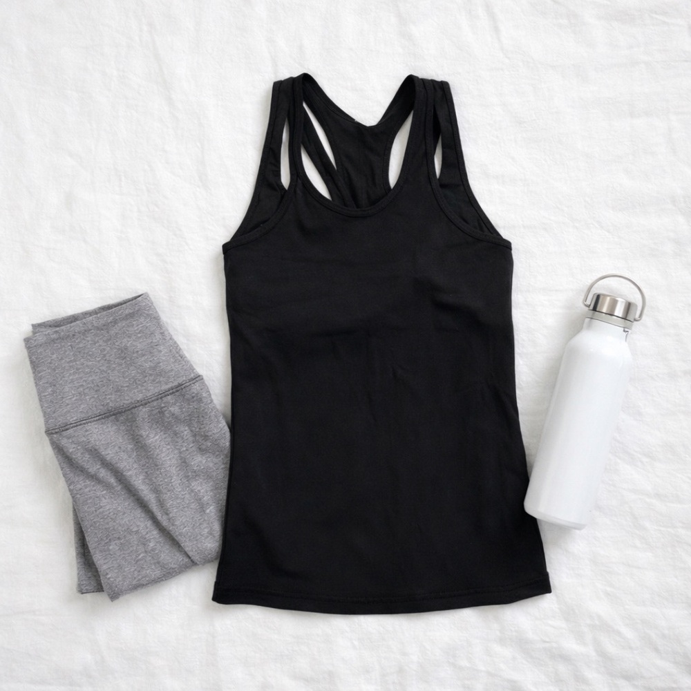 Lululemon Black Racerback Tank Top Shelf Bra Athletic Yoga Size 4